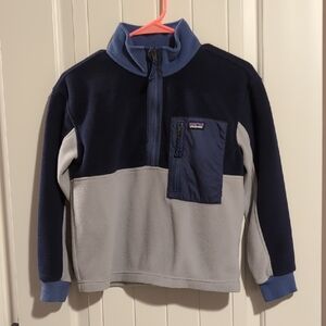 Patagonia Kids Two-Tone Half-Zip Fleece Pullover - Navy & Light Gray